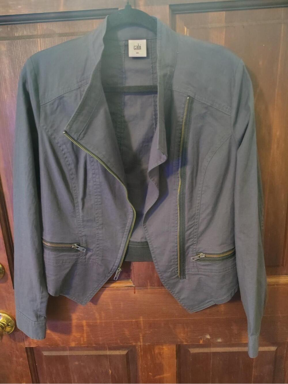 Cabi Twilight Moto Jacket Small Charcoal Blue-gray Asymmetrical Zip